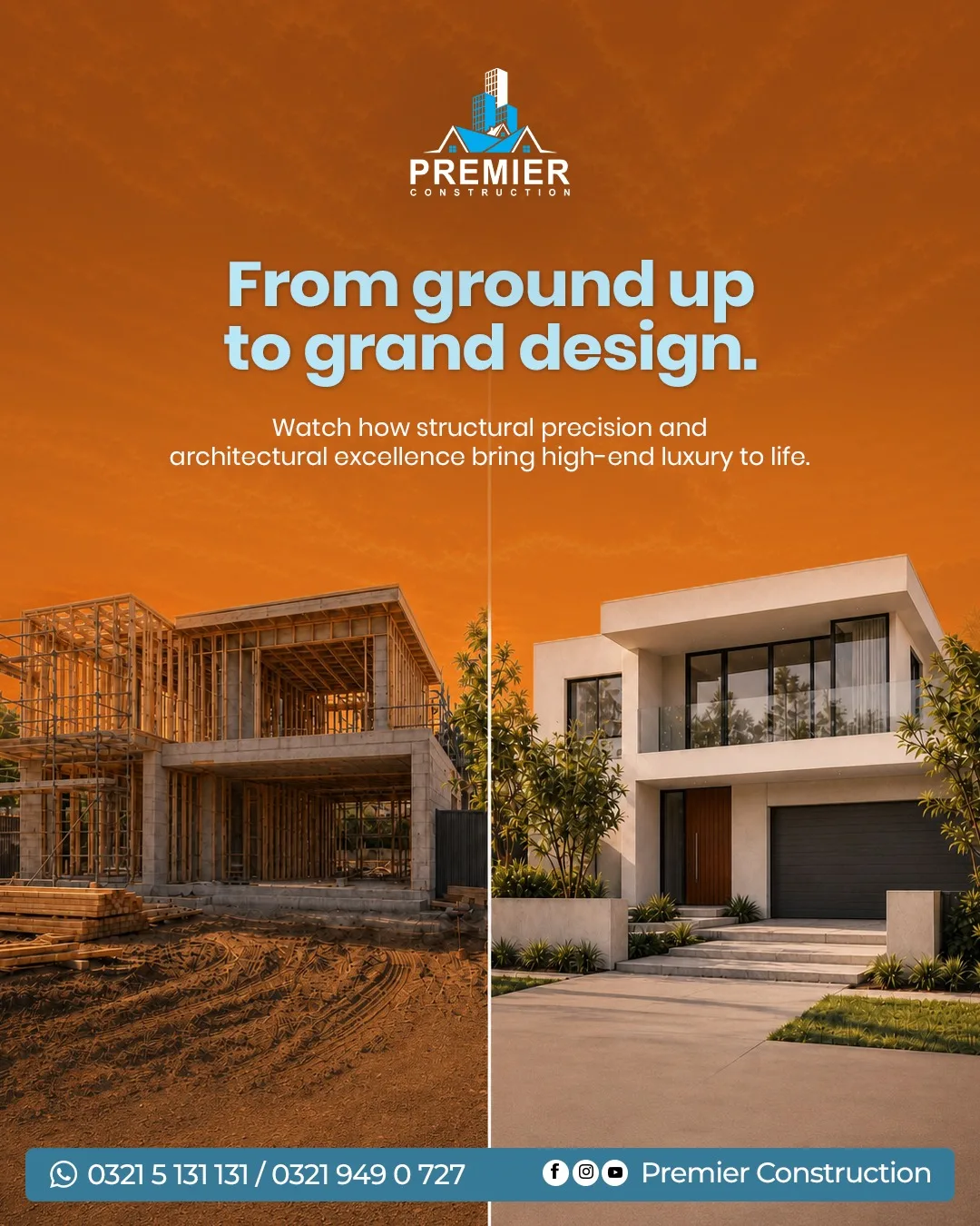 Premier Construction Social Media Posts – graphic design by Hayyat Marketing